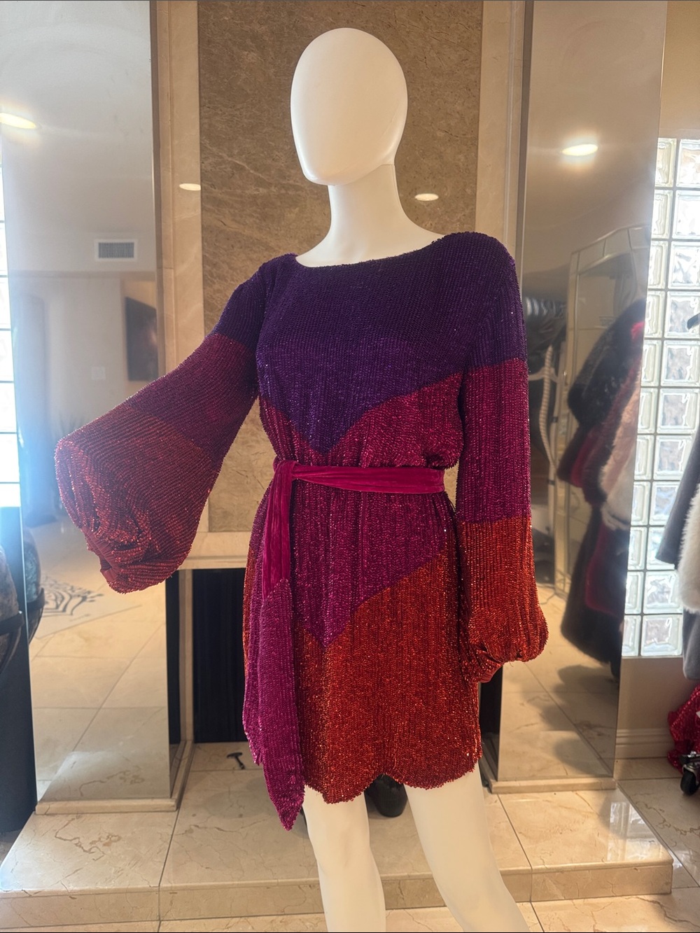 Retrofete Grace Dip Dye Sequin Mini Dress